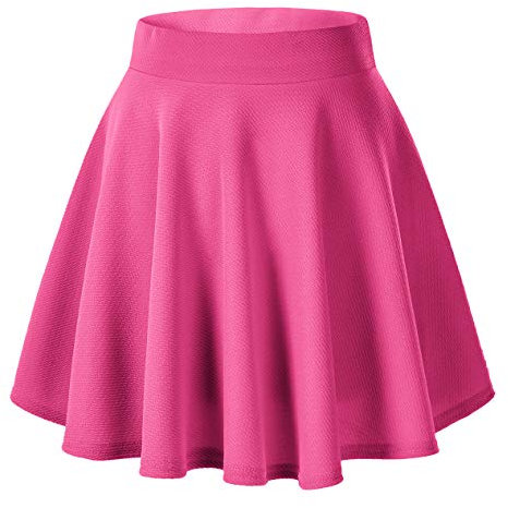 Damen Mädchen Basic Solid vielseitige dehnbaren informell Mini Skater Rock (M, Rosenrot)
