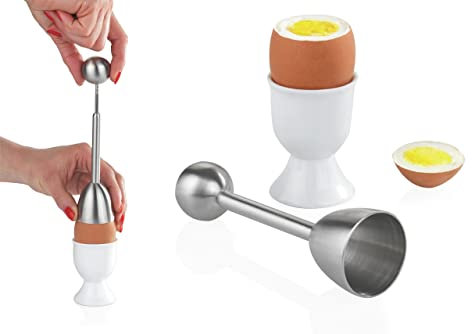 Maximex Eierköpfer Mod. eleganter Küchenhelfer aus rostfreiem Edelstahl für sauber geköpfte Frühstückseier spülmaschinengeeignet intelligentes Küchengerät für den Haushalt Maße 13,8 x 4,1 cm Silber