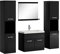 Badplaats B.V. Badezimmer Badmöbel Set Montreal XL 60cm Waschbecken Schwarz Hochglanz Fronten - Unterschrank Hochschrank Waschtisch Möbel