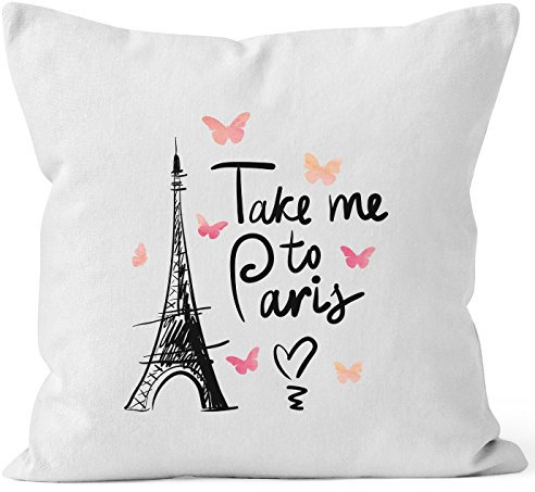 Autiga Kissenbezug Kissen-Hülle Deko-Kissen Take me to Paris weiß Pullover