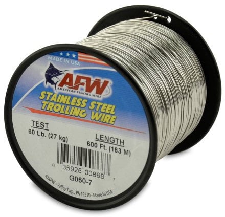 American Fishing Wire Stainless Steel Trolling Wire (Single Strand), Bright Color, 60 Pound Test, 600-Feet