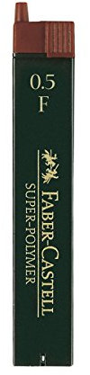 FABER-CASTELL 120510 - Feinmine Super Polymer, 0,5 mm, Härtegrad F, 12 Stück