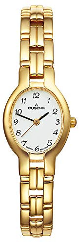 Dugena Damen-Armbanduhr Schmuckband, Quarz, Edelstahlgehäuse, Mineralglas, Edelstahlarmband, Drückerfaltschließe, 3 bar (Gold)