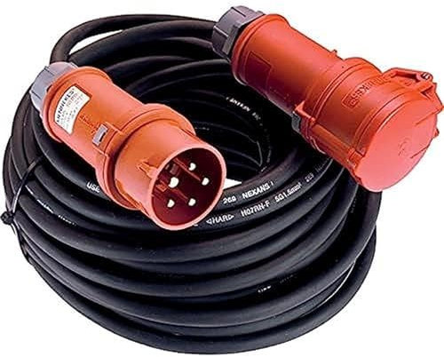 as - Schwabe 60549 - Prolunga elettrica H07RN-F 5 G4, IP44, 400 V, 32 A, per ambienti esterni, con invertitore di fase, a norma CEE, 10 m, colore: Nero
