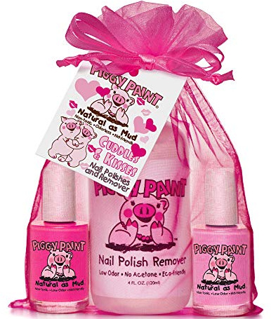 Piggy Paint Cuddles & Kisses Nail Varnish Set with Remover and 2 Children’s Nail Polishes