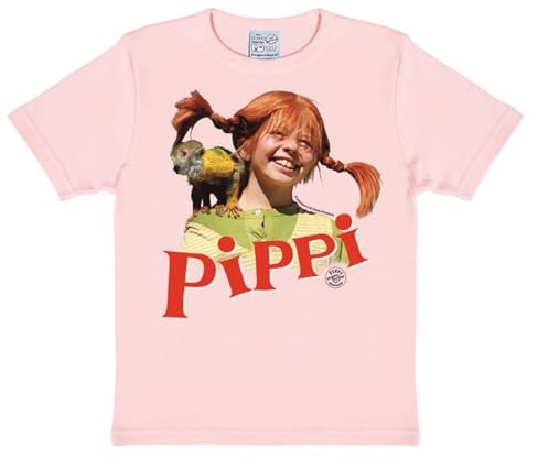 Logoshirt® Pippi Langstrumpf & Herr Nilsson I T-Shirt Print I Kinder I Mädchen I Jungen I kurzärmlig I Hellrosa I Lizenziertes Originaldesign; Größe 170/176