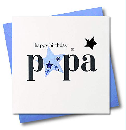Claire Giles Geburtstagskarte, Motiv Herzen und Sterne, Schriftzug Happy Birthday Papa