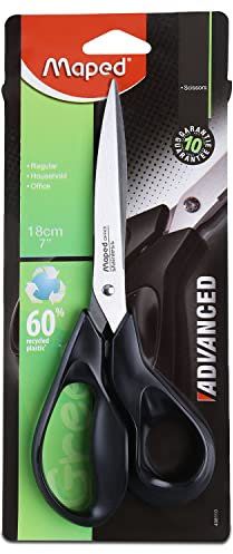 Maped M498110 - Schere Advanced Greenlogic asymmetrisch, 18 cm, schwarz