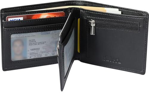Hoobest RFID Blocking Genuine Leather Wallet Excellent as Travel Case Credit Card Protector Wallets for Men with Coin Pocket