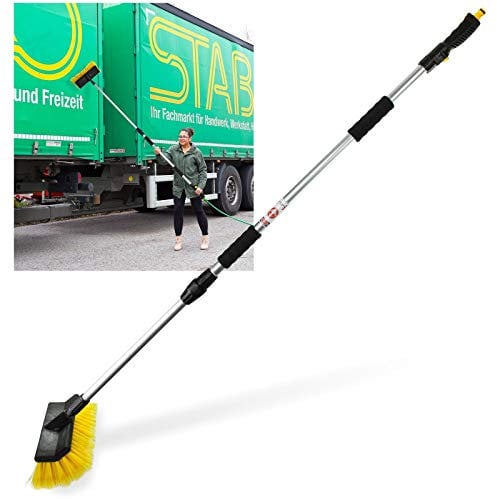 DEMA ALU Teleskop Auto-Waschbürste bis 180cm - für KFZ, Auto, Caravan, Lastwagen, Motorrrad und LKW - Ideal für effektive und einfache Fahrzeupflege - Verlängerbare Bürste für gründliche Reinigung