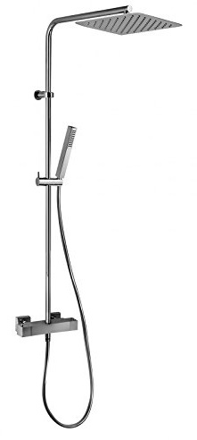 Jacuzzi Colonna Doccia - Glint - Rettangolare con Deviatore e Flessibile di Collegamento - Kit per Doccia e Vasca - Metallico Lucidato - Mod. 0IQ00199JA00