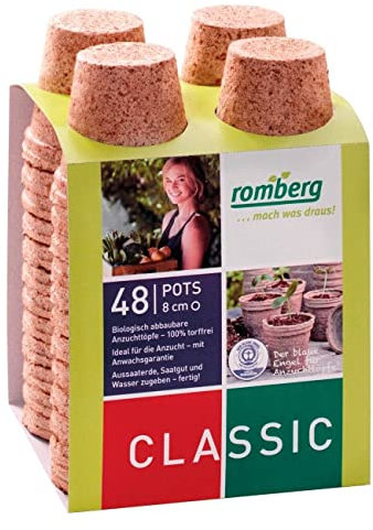 48x runde Kokos Anzuchttöpfe biologisch abbaubar Romberg Classic Pots (8cm)