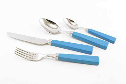 EME POSATERIE Juego de cubiertos de mesa Profi Azzurro 55 de acero inoxidable 18/10, para 6 personas, 24 piezas