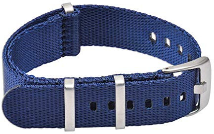 VINBAND NBAND Unisex ZULU Nylon Uhrenarmband mit Edelstahl Silberne Schnalle 22mm Navy Blau