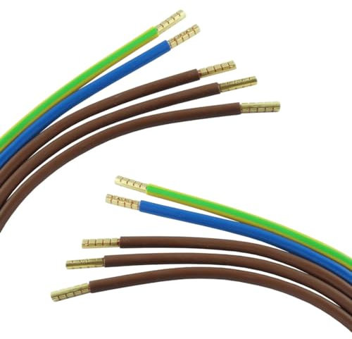 WITTKOWARE 10mm² Zählerschrank/Elektroverteilung Verdrahtungssatz mit Aderendhülsen anschlussfertig gecrimpt (maschinelle Profipressung), Kabellängen 58cm (3x braun) & 110cm (blau/grün-gelb)