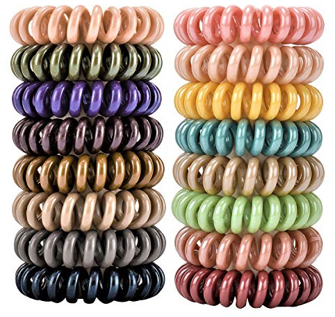 79STYLE 30pcs Hair Ties Spiral Coil Hair Ties No Crease Traceless Coil Hair Bulk Scrunchies Ponytail Holder Plastic Phone Cord Hair Ties For Thin Thick Curly Hair ( Classic 15 Colors- Mini Size)
