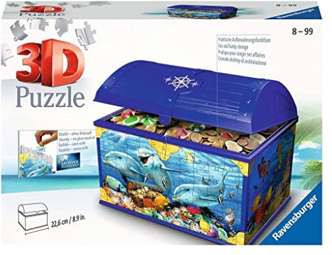 Ravensburger 3D Puzzle 11174 - Schatztruhe Unterwasserwelt - ab 8 Jahren - 216 Teile - Aufbewahrungsbox mit praktischem Deckel
