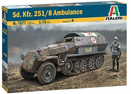 Italeri 1:72 Sd.Kfz. 251/8 Ambulance, originalgetreue Nachbildung, Modellbau, Basteln, Hobby, Kleben, Plastikbausatz, Zusammenbauen