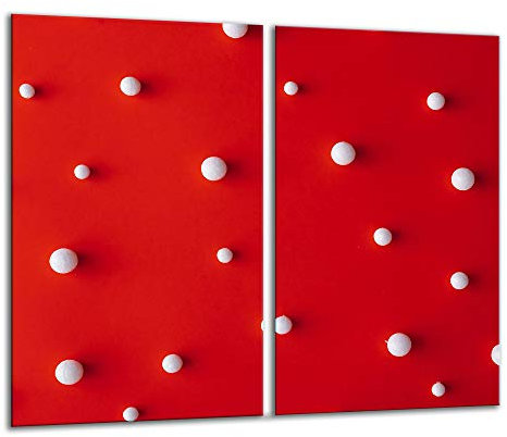 TMK | Herdabdeckplatten ceranfeld 2 Teilig 30x52 cm | Ceranfeldabdeckung Küche Elektroherd Induktion | Herdschutz Spritzschutz | Glasplatte Schneidebrett | motiv Rot