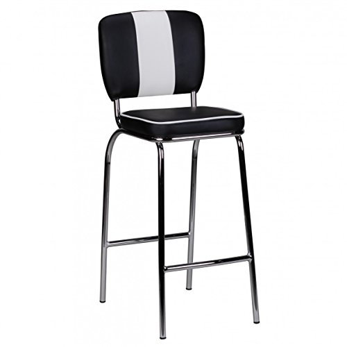 KADIMA DESIGN Barstuhl American Diner 50er Retro Schwarz Weiß Barhocker Tresenstuhl