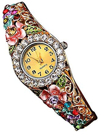 Armbanduhr Damen Uhren Schmuck Quarzuhr Analog Edelstahlarmband Muttertagsgeschenk Geburtstagsgeschenk Mode Frauen Mädchen Mädchen Damen Quarz Luxus Kristall Blumen Armband Uhr