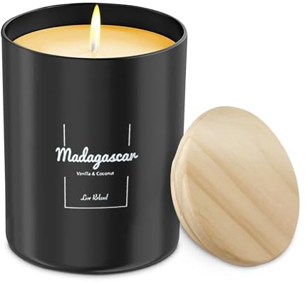Relaxd Premium Vanilla & Coconut Scented Natural Soy Wax Candle (Madagascar), Hand Poured, Long Lasting Aromatherapy Essential Oil Candles