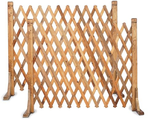 MYOYAY 2 x ausziehbarer Instant-Zaun, ausziehbar, freistehend, Holz, Gartenzaun, ausziehbar, Holzzaun, Tor, Pflanzenschutz, für Haus, Hof, Garten