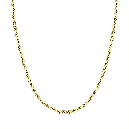 PAVOI 14K Gold Plated Adjustable Link Chain Necklace for Women | Box Rope Sphere Bead Serpentine Anchor Mariner Gold Chain Necklaces, Yellow Gold, No Gemstone