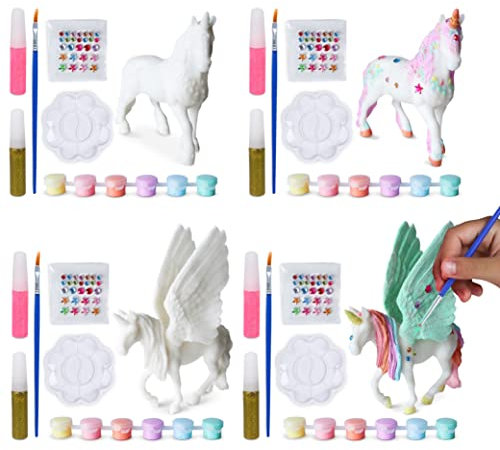BONNYCO Einhorn Geschenk für Mädchen Mitgebsel Kindergeburtstag Gastgeschenke, Malset 4 Stück Kleine Geschenke für Kinder, Mitgebsel Kindergeburtstag Mädchen, Pinata Füllung | Einhorn Bastelset