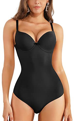 Gotoly Bodysuit Shapewear for Women Tummy Control Shaping Body Shaper Jumpsuits Tops with Bra Sleeveless Camisole Smooth Waist Trainer Bodywear Seamless Body Briefer (Black, M)