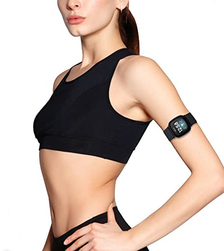 BUMOVE Elastic Bracelet for Fitbit Versa 3/Sense Watch, Adjustable Sport Workout Women Men Stretchy Upper Arm or Ankle Band Strap, 14.5 inches, Nylon