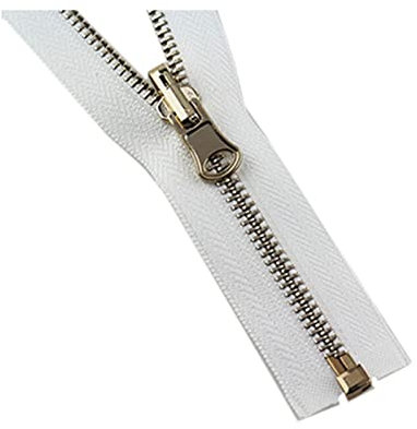 2 pezzi 60-150cm 5# Cerniera aperta con cursore rotante in metallo per piumino Doppia cerniera laterale Accessori per cucire, bianco, 100cm