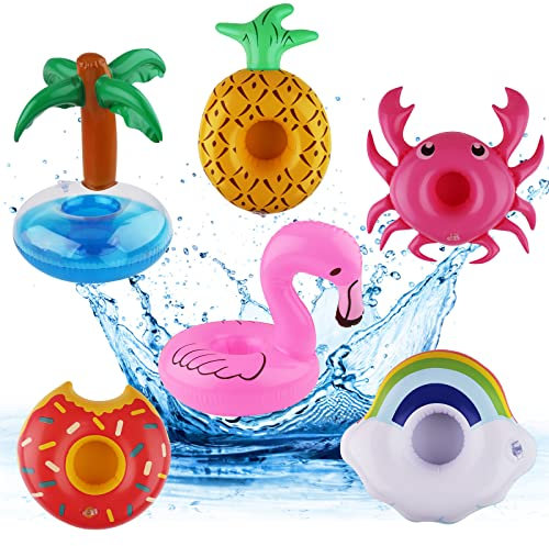 6 Pieces Inflatable Drink Holders Floats Inflatable Pool Drink Cup Floating Drinks Holder Pool Floats Accessories Cup Holder Set Inflatable Cup Coasters for Family Pool Party Hot Tub Water Fun Prop