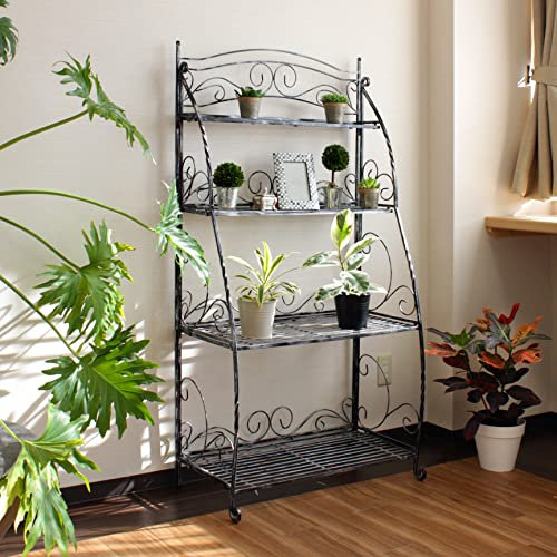 VegTrug Folding Plant Stand 4 Shelf, Black (PSB-04 UK)