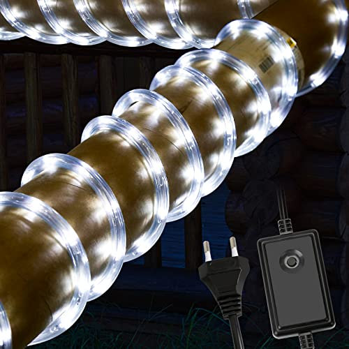 Jopassy 20m 480 LED Lichterschlauch Lichtschlauch – Innen und Außenbereich – energiesparende Leucht, Dekoration für Garten Fest Hochzeit, 8 Modi Lichterkette, Kaltweiß