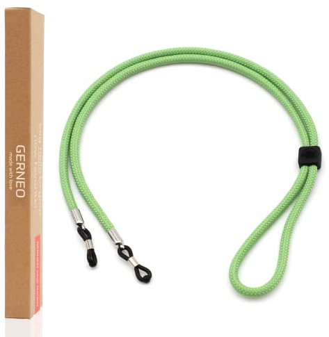 GERNEO® – DAS ORIGINAL – Florenz – Premium Brillenband für Sonnenbrillen & Lesebrillen Minty Fresh mit Silber Halterungen – verstellbar mit Kabelzug & Logogravur