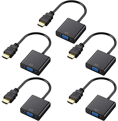 Rybozen HDMI to VGA Adapter, 5 Pack Gold-Plated HDMI Converter (Male to Female) Compatible for Computer, Desktop, Laptop, PC, Monitor, Projector, HDTV, Chromebook, Raspberry Pi, Roku, Xbox and More