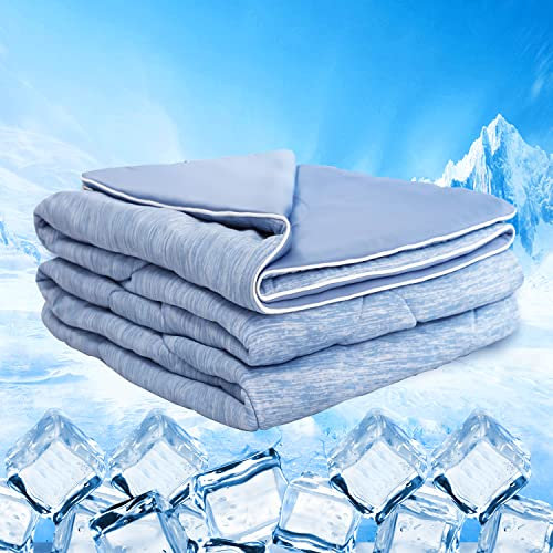 MH MYLUNE HOME Kühldecke Leichte Sommerdecke, Arc-Chill Q-Max>0.458, 2in1 Kühlende Bettdecke 150x200, Sommerbettdecke Kuscheldecke Wohndecke Reisedecke Cooling Blanket (blau, 150 x 200 cm)