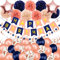 Recosis Rosegold Marineblau Geburtstagsdeko, Happy Birthday Banner mit Pompoms Papier Girlande und Luftballon Kindergeburtstag für Mädchen Junge Mann Frauen Geburtstags Dekorationen