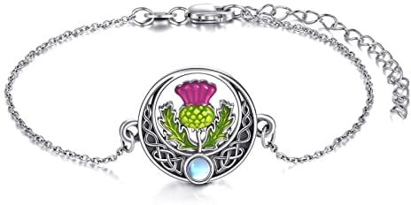 YAFEINI Schottische Distel Armband Sterling silber schottisches keltischer Knoten Armband Schottische Distel Schmuck Geschenke für Damen