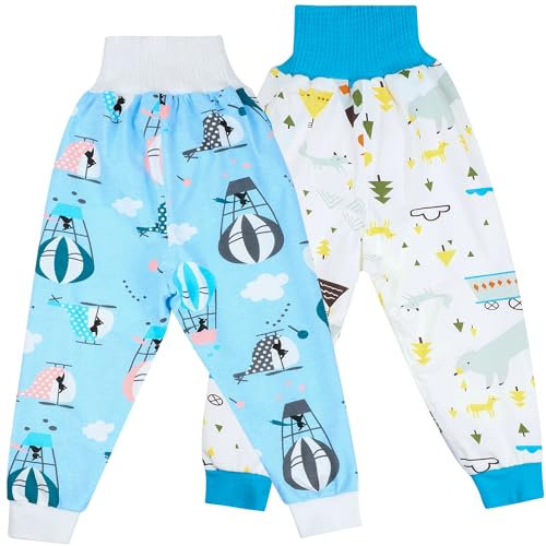 FLYISH DIRECT Baby Windelhosen, Hohe Taille Baby Töpfchen Trainingshose Baby Windelrock Baumwolle Sleepy Windelhose für Kinder für das Töpfchentraining, 2 Stück, S