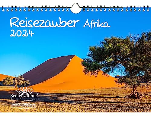 Afrikazauber DIN A4 Kalender für 2024 Afrika Landschaft und Tiere - Geschenkset Inhalt: 1x Kalender, 1x Weihnachts- und 1x Grußkarte (insgesamt 3 Teile)