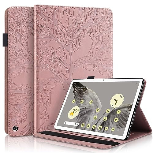 Succtopy Custodia Google Pixel Tablet 11 Pollici 2023 Cover in Pelle PU Flip Portafoglio con Porta Penna Google Pixel Tablet 11 Custodia con Funzione di Supporto Google Pixel Tablet 2023 - Oro Rosa