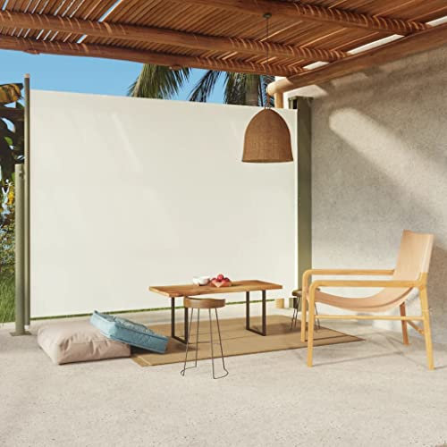 puraday 220x300 cm Seitenmarkise Ausziehbar Creme Terrassen-Sichtschutz Balkon Seitenwand Stilvolle Seitenmarkise Wind- Und Sonnenschutz Sichtschutz Und Einfache Installation
