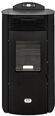 STUFE A PELLET ITALIA Siberia Aria New 15 KW Canalisée WiFi - Poêle à Air Ventilé Efficacité 92% Chauffe-140m² Autonomie 30H Programmable 5 vitesses et puissances Garantie 24 mois Noir