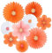 SUNBEAUTY 10 Pieces Paper Flower Decorations Orange Floral Hanging Paper Fans Natural Orange Party Wall Decoration Sun Oranges Flower Backdrop for Birthday Baby Shower Classroom Wall Decor