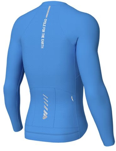 Wulibike Rennrad Trikot Herren Langarm,Langarm Fahrrad Shirt Fahrradbekleidung Mit 3+1 Rückentaschen UPF 50+ Durchgehendem Reißverschluss,blau L