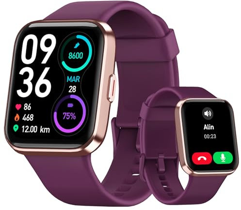 Tensky Orologio Smartwatch Uomo Donna 1,8 Smart Watch con Rispondi/Fai Chiamate, Alexa Integrata, 110+ Sport, Contapassi Monitoraggio Sonno SpO2 Frequenza Cardiaca, Impermeabile IP68, per Android iOS
