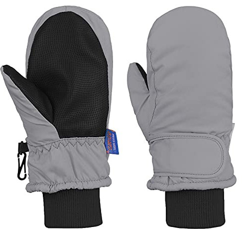 Durio Skihandschuhe für Kinder und Kleinkinder Wasserdicht Handschuhe Warme Fäustlinge Handschuhe Für Kinder von 1 bis 6 Jahren Grau XS(Geeignet für 1 bis 2 Jahre)