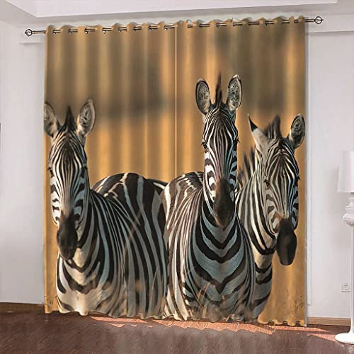 Vorhang Blickdicht Schlaufenschal Tierisches Zebra 2 Stücke 150 (B) X 166 (H) cm Verdunkelungsvorhang Schlaufen Gardinen Für Wohnzimmer Schlafzimmer Kinderzimmer Verdunklungsvorhänge